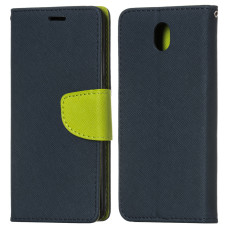 Fancy Case Flip Book Cover Wallet Case with Stand Function for Samsung Galaxy J7 2017 J730 navy blue