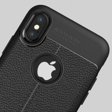 Litchi Pattern Flexible Cover TPU Case for iPhone XS / X red