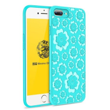 MSVII Flower Flexible Case Silicone TPU Cover for iPhone 8 Plus / 7 Plus blue