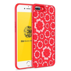 MSVII Flower Flexible Case Silicone TPU Cover for iPhone 8 Plus / 7 Plus red