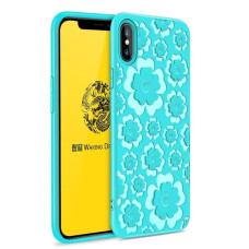 MSVII Flower Flexible Case Silicone TPU Cover for iPhone XS / X blue