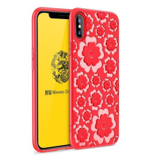 MSVII Flower Flexible Case Silicone TPU Cover for iPhone XS / X red