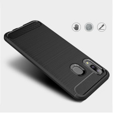 Carbon Case Flexible Cover TPU Case for Samsung Galaxy A20e blue