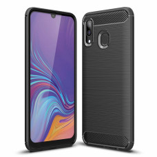Carbon Case Flexible Cover TPU Case for Samsung Galaxy A30 black