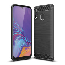 Carbon Case Flexible Cover TPU Case for Samsung Galaxy A40 black