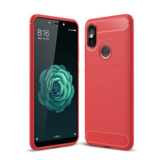 Carbon Case Flexible Cover TPU Case for Xiaomi Mi A2 / Mi 6X red