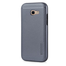 Carbon Slim Armor Hybrid Case Rugged Cover with Built-in Magnetic Metal Plate for Samsung Galaxy A3 2017 A320 grey