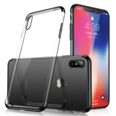 Clear Color Case Gel TPU Electroplating frame Cover for Samsung Galaxy A40 black
