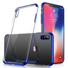 Clear Color Case Gel TPU Electroplating frame Cover for Samsung Galaxy A40 blue