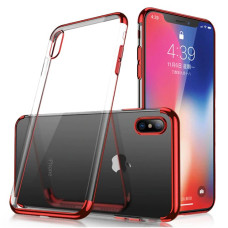 Clear Color Case Gel TPU Electroplating frame Cover for Samsung Galaxy A40 red
