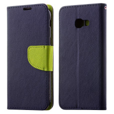 Fancy Case Flip Book Cover Wallet Case with Stand Function for Samsung Galaxy A8 2018 A530 navy blue