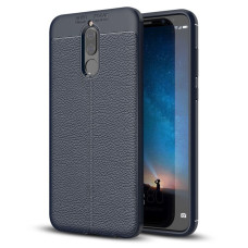 Litchi Pattern Flexible Cover TPU Case for Huawei Mate 10 Lite blue