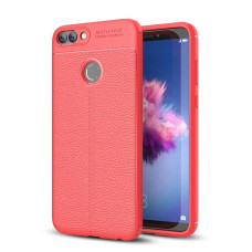 Litchi Pattern Flexible Cover TPU Case for Huawei P Smart red