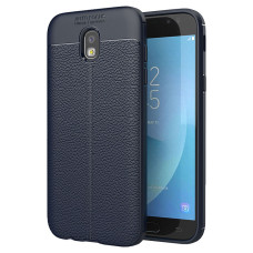Litchi Pattern Flexible Cover TPU Case for Samsung Galaxy J5 2017 J530 blue