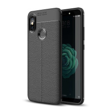Litchi Pattern Flexible Cover TPU Leather Case for Xiaomi Mi A2 / Mi 6X black
