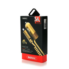 REMAX RCC-103 Φορτιστής Aυτοκινήτου Finchy USB με Καλώδιο για iPhone/micro USB 3.4A - μαύρο